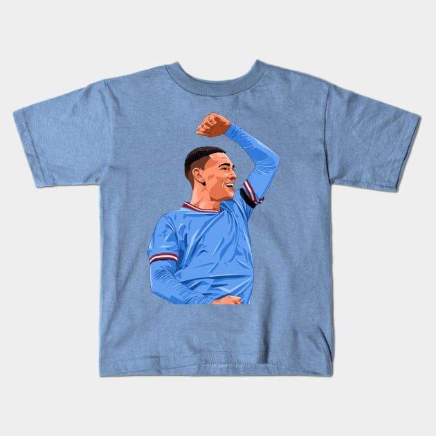 Phil Foden Celebration Goal Kids T-Shirt by Ades_194